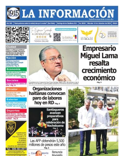 Portada Periódico La Información, Miércoles 18 Diciembre, 2024