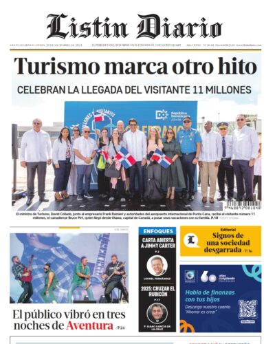 Portada Periódico Listín Diario, Lunes 30 Diciembre, 2024