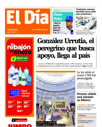 Portada Periódico El Día, Jueves 09 Enero, 2025