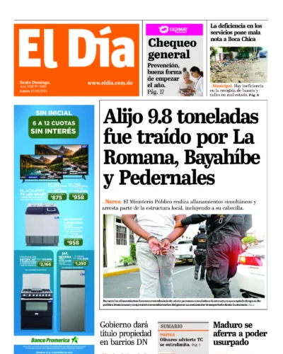 Portada Periódico El Día, Lunes 13 Enero, 2025