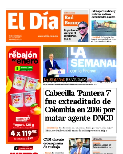 Portada Periódico El Día, Martes 14 Enero, 2025