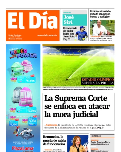 Portada Periódico El Día, Miércoles 08 Enero, 2025