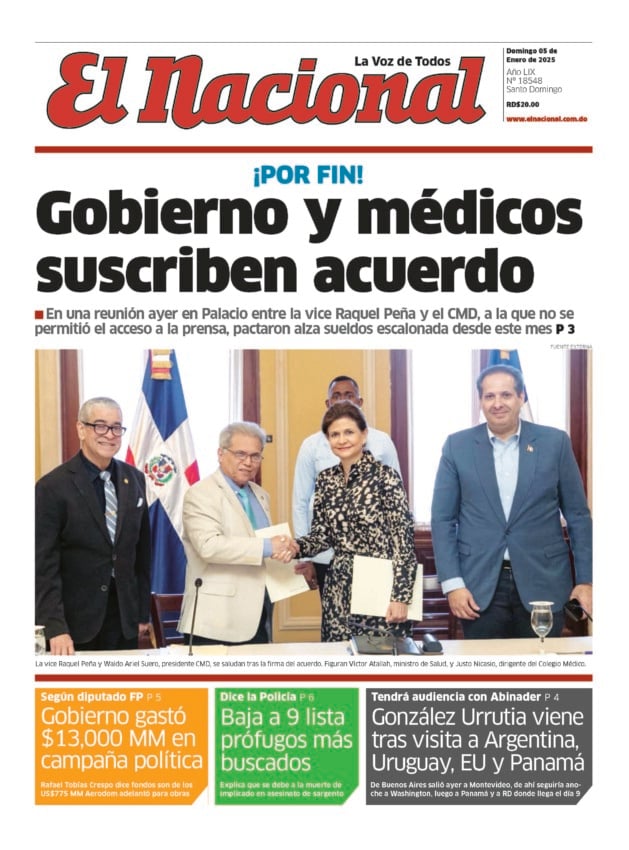 Portada Periódico El Nacional, Domingo 05 Enero, 2025