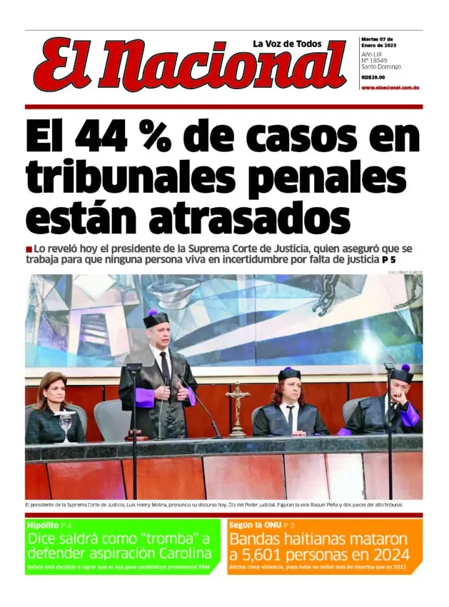 Portada Periódico El Nacional, Martes 07 Enero, 2025