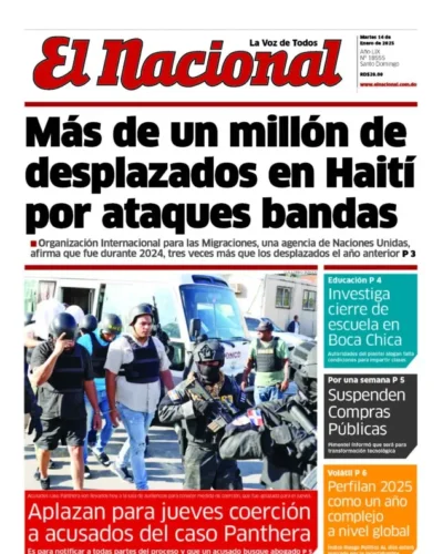 Portada Periódico El Nacional, Martes 14 Enero, 2025