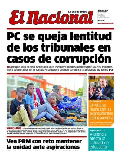 Portada Periódico El Nacional, Miércoles 08 Enero, 2025