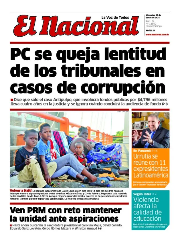 Portada Periódico El Nacional, Miércoles 08 Enero, 2025