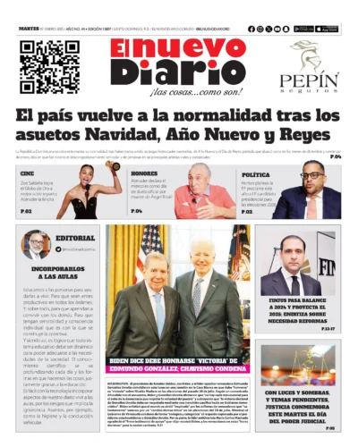 Portada Periódico El Nuevo Diario, Martes 07 Enero, 2025