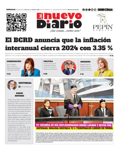 Portada Periódico El Nuevo Diario, Miércoles 08 Enero, 2025