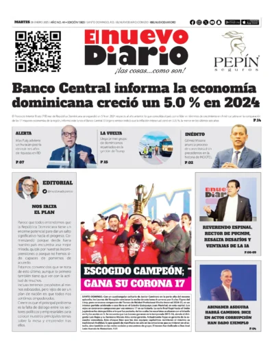 Portada Periódico El Nuevo Diario, Miércoles 29 Enero, 2025