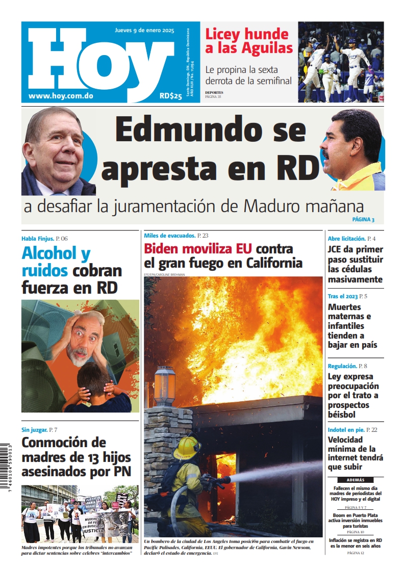 Portada Periódico Hoy, Jueves 09 Enero, 2025