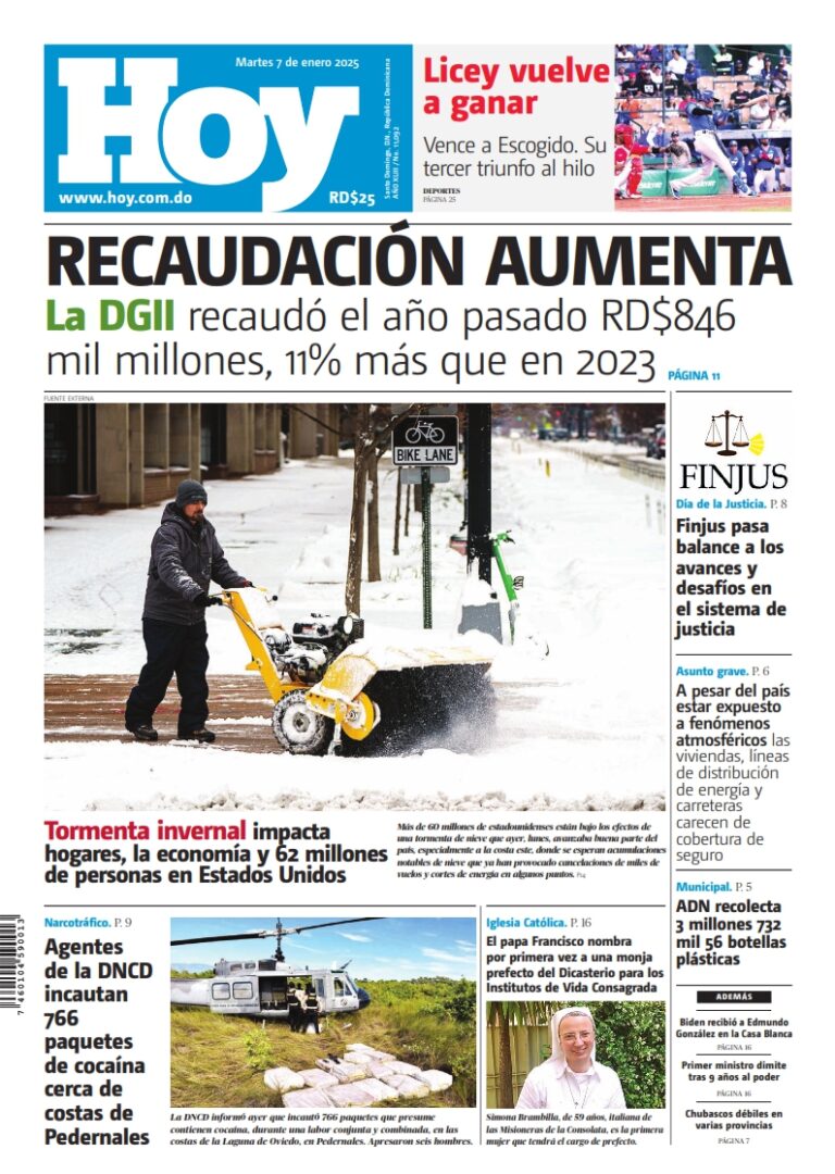 Portada Periódico Hoy, Martes 07 Enero, 2025