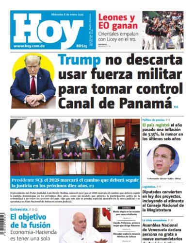 Portada Periódico Hoy, Miércoles 08 Enero, 2025