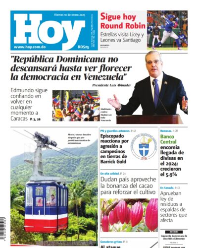 Portada Periódico Hoy, Viernes 10 Enero, 2025