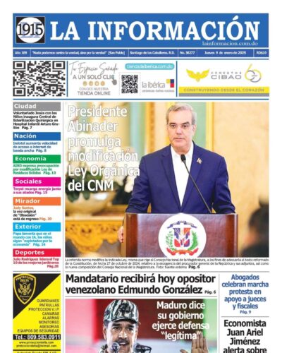 Portada Periódico La Información, Jueves 09 Enero, 2025