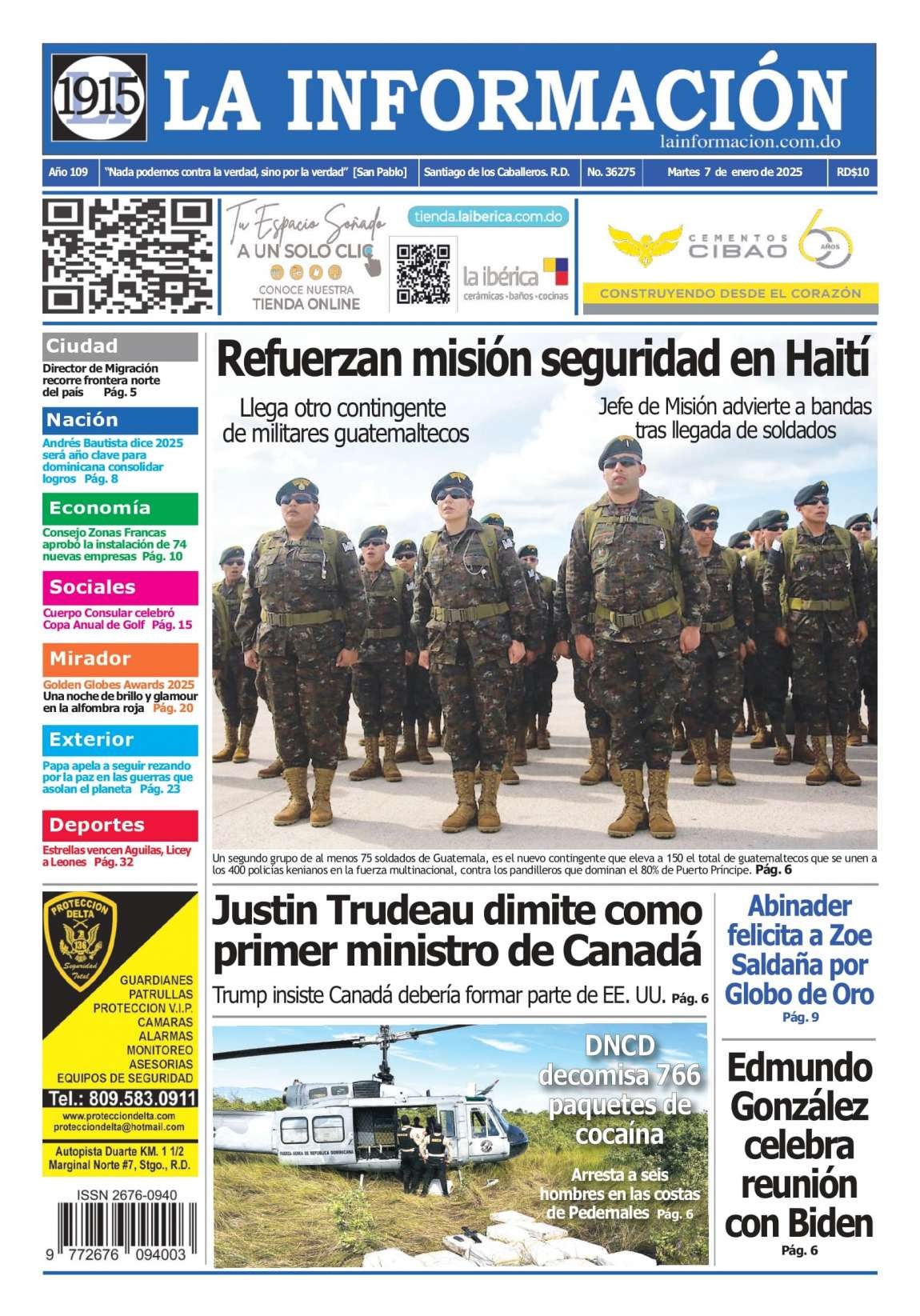 Portada Periódico La Información, Martes 07 Enero, 2025