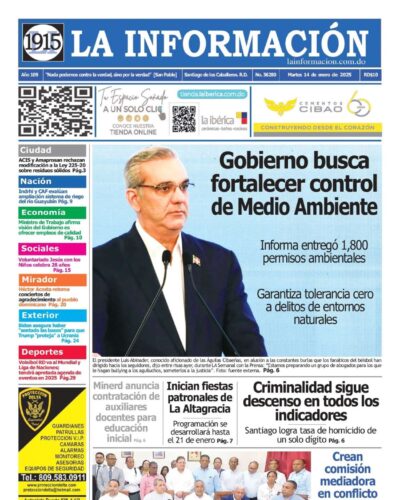 Portada Periódico La Información, Martes 14 Enero, 2025