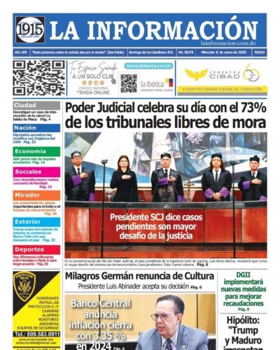 Portada Periódico La Información, Miércoles 08 Enero, 2025