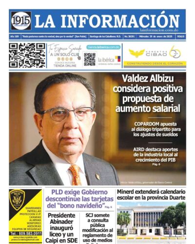 Portada Periódico La Información, Miércoles 29 Enero, 2025