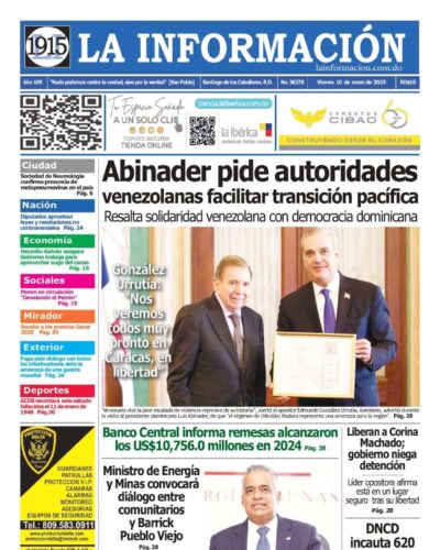 Portada Periódico La Información, Viernes 10 Enero, 2025