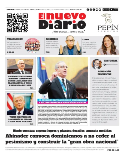 Portada Periódico El Nuevo Diario, Viernes 28 Febrero, 2025