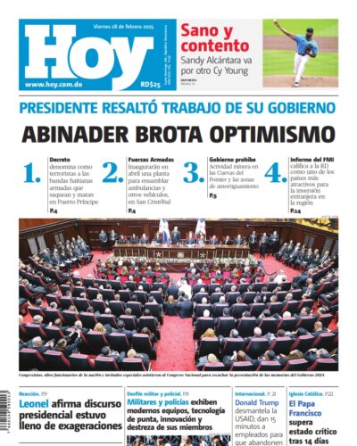 Portada Periódico Hoy, Viernes 28 Febrero, 2025