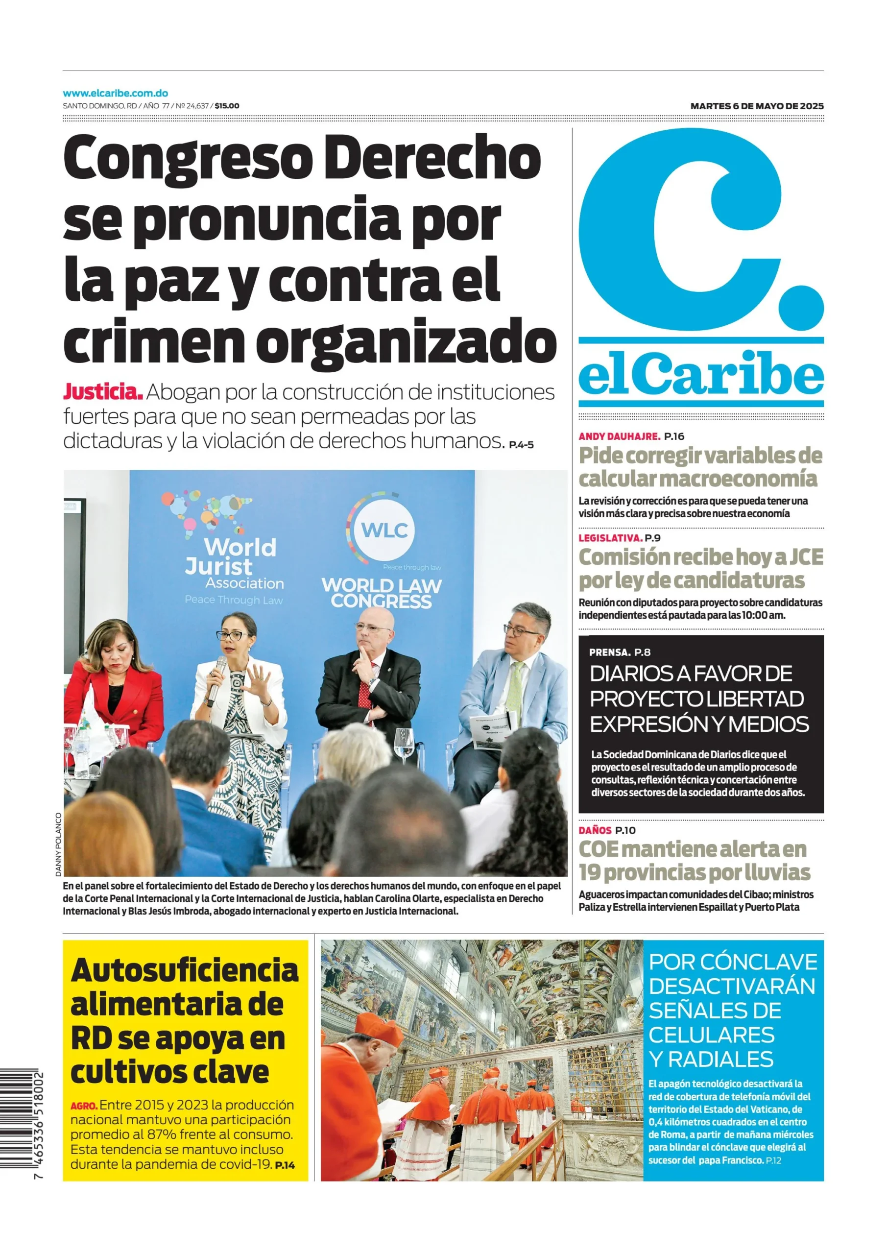 Portada Periódico El Caribe, Martes 06 Mayo, 2025 Portada Periódico El Caribe, Martes 06 Mayo, 2025