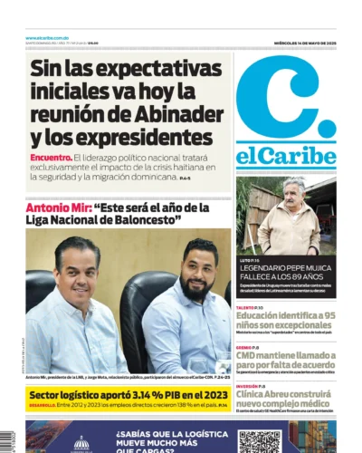 Portada Periódico El Caribe, Miércoles 14 Mayo, 2025