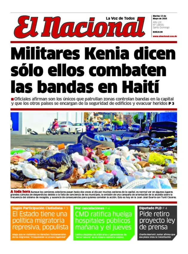 Portada Periódico El Nacional, Martes 13 Mayo, 2025 Portada Periódico El Nacional, Martes 13 Mayo, 2025