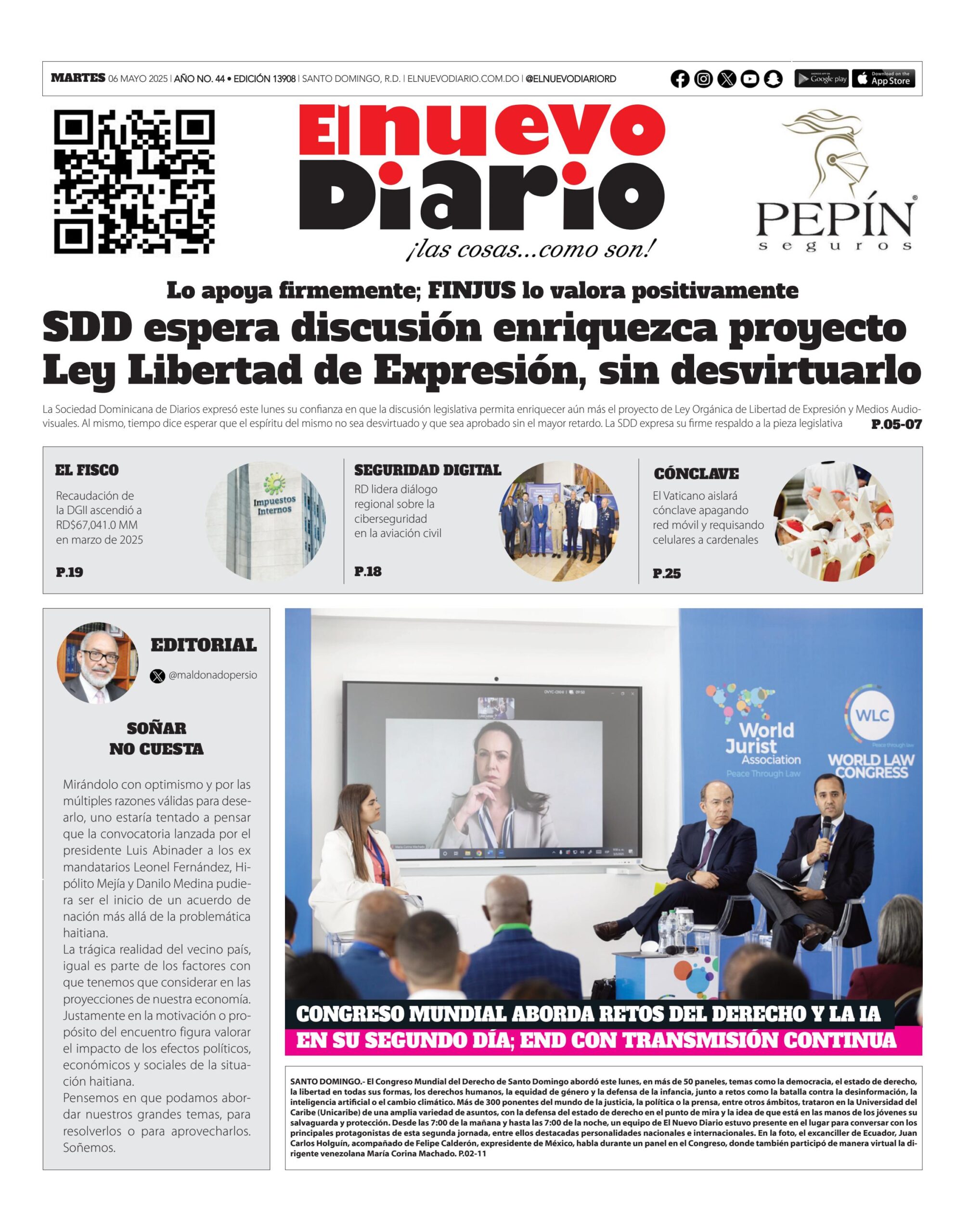 Portada Periódico El Nuevo Diario, Martes 06 Mayo, 2025 Portada Periódico El Nuevo Diario, Martes 06 Mayo, 2025
