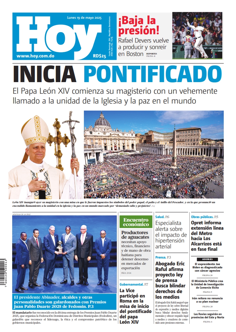 Portada Periódico Hoy, Lunes 19 Mayo, 2025 Portada Periódico Hoy, Lunes 19 Mayo, 2025