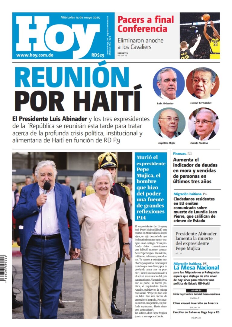 Portada Periódico Hoy, Miércoles 14 Mayo, 2025