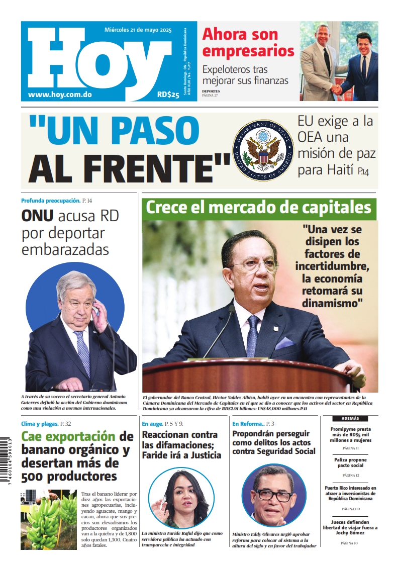 Portada Periódico Hoy, Miércoles 21 Mayo, 2025 Portada Periódico Hoy, Miércoles 21 Mayo, 2025