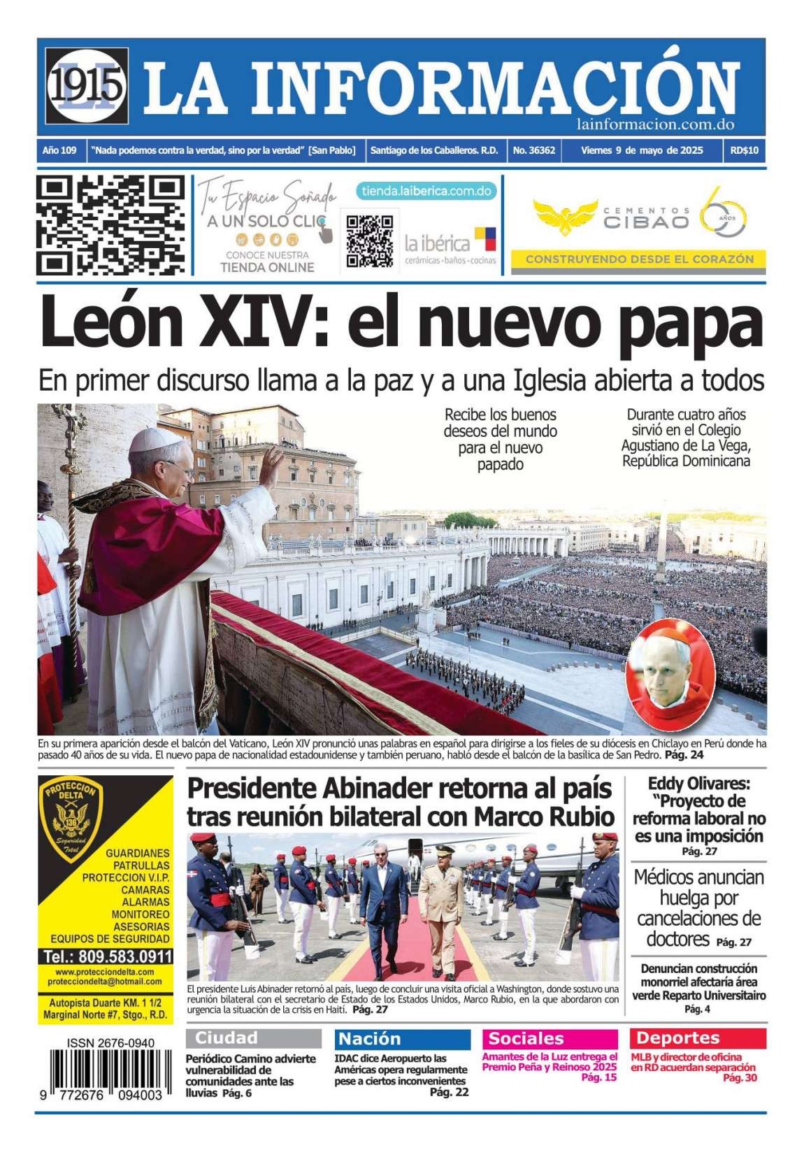 Portada Periódico La Información, Viernes 09 Mayo, 2025
