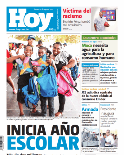 Portada Periódico Hoy, Lunes 25, Agosto, 2025
