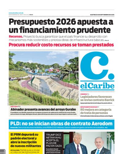 Portada Periódico El Caribe, Martes 30, Septiembre, 2025