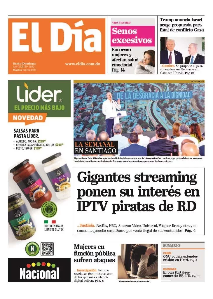 Portada Periódico El Día, Martes 30, Septiembre, 2025