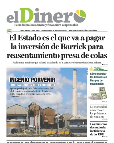 Portada Periódico El Dinero, Jueves 11, Septiembre, 2025