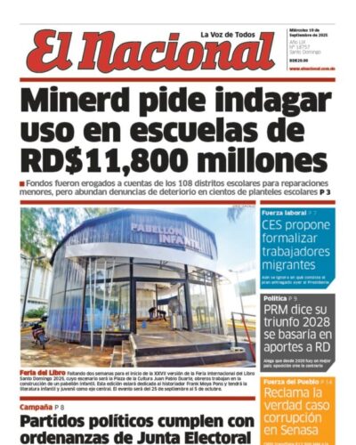 Portada Periódico El Nacional, Miércoles 10, Septiembre, 2025