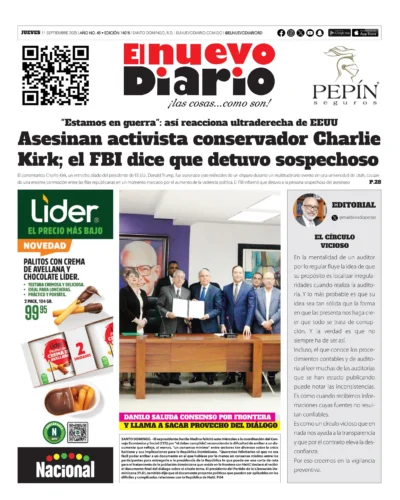 Portada Periódico El Nuevo Diario, Jueves 11, Septiembre, 2025