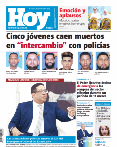 Portada Periódico Hoy, Jueves 11, Septiembre, 2025