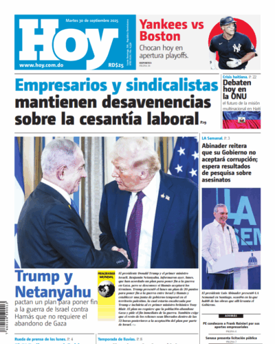 Portada Periódico Hoy, Martes 30, Septiembre, 2025