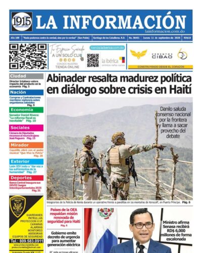 Portada Periódico La Información, Jueves 11, Septiembre, 2025