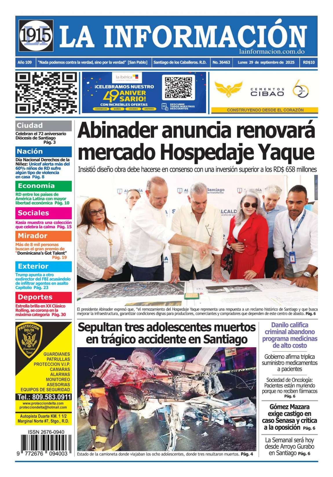 Portada Periódico La Información, Lunes 29, Septiembre, 2025 Portada Periódico La Información, Lunes 29, Septiembre, 2025