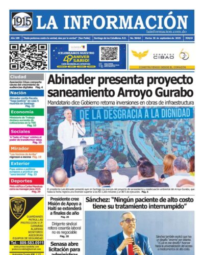 Portada Periódico La Información, Martes 30, Septiembre, 2025