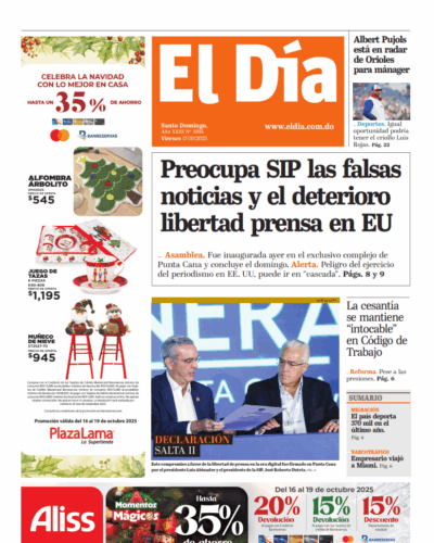 Portada Periódico El Día, Viernes 17, Octubre, 2025