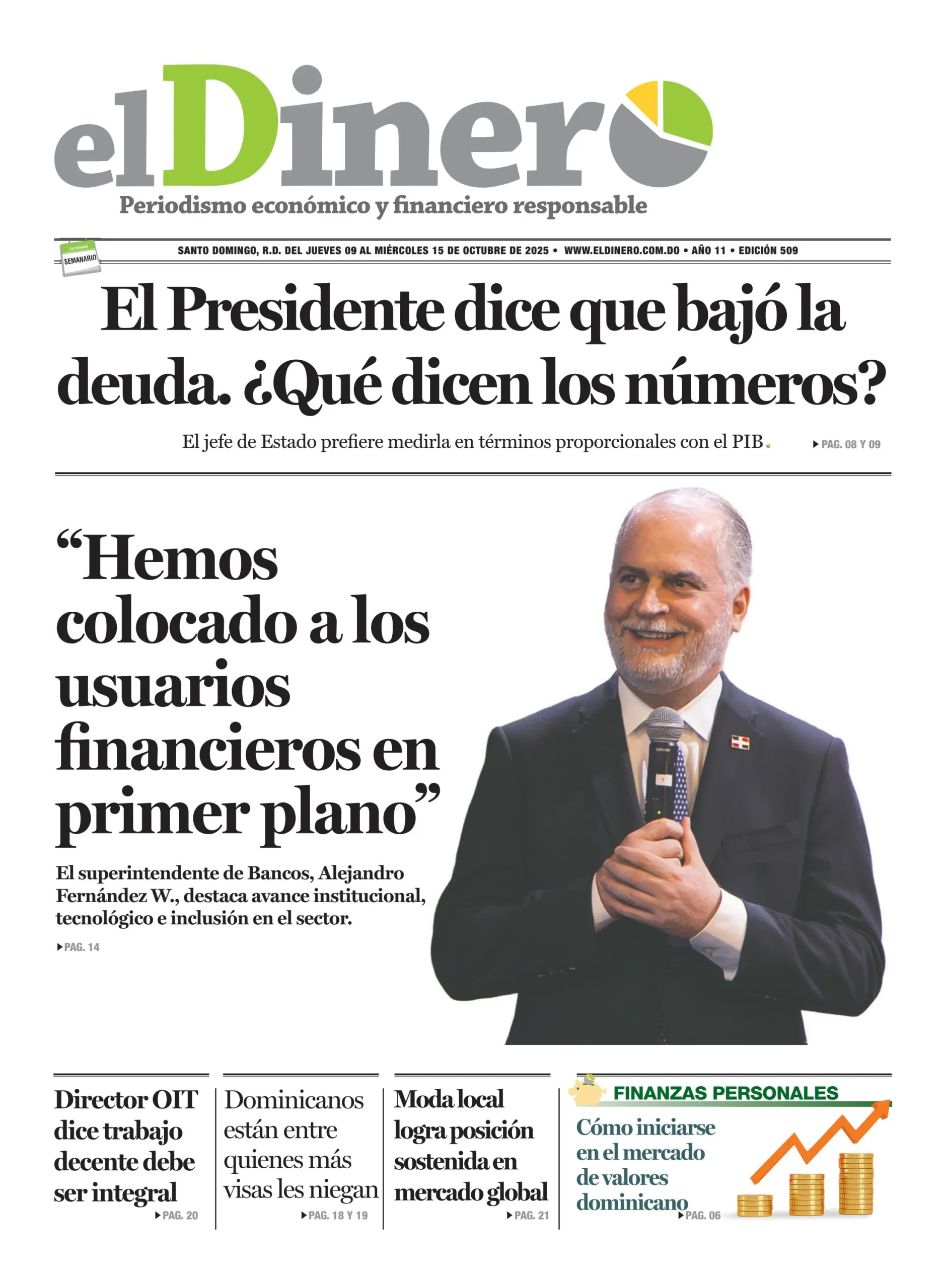 Portada Periódico El Dinero, Jueves 09, Octubre, 2025