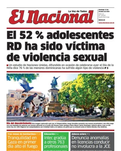 Portada Periódico El Nacional, Domingo 12, Octubre, 2025
