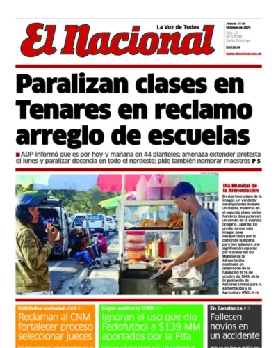 Portada Periódico El Nacional, Jueves 16, Octubre, 2025