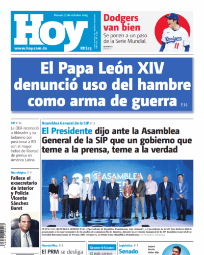 Portada Periódico Hoy, Viernes 17, Octubre, 2025